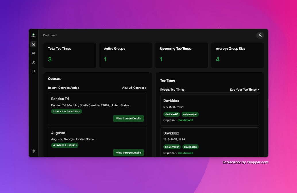 Glfzy - Golf Tee time management platform