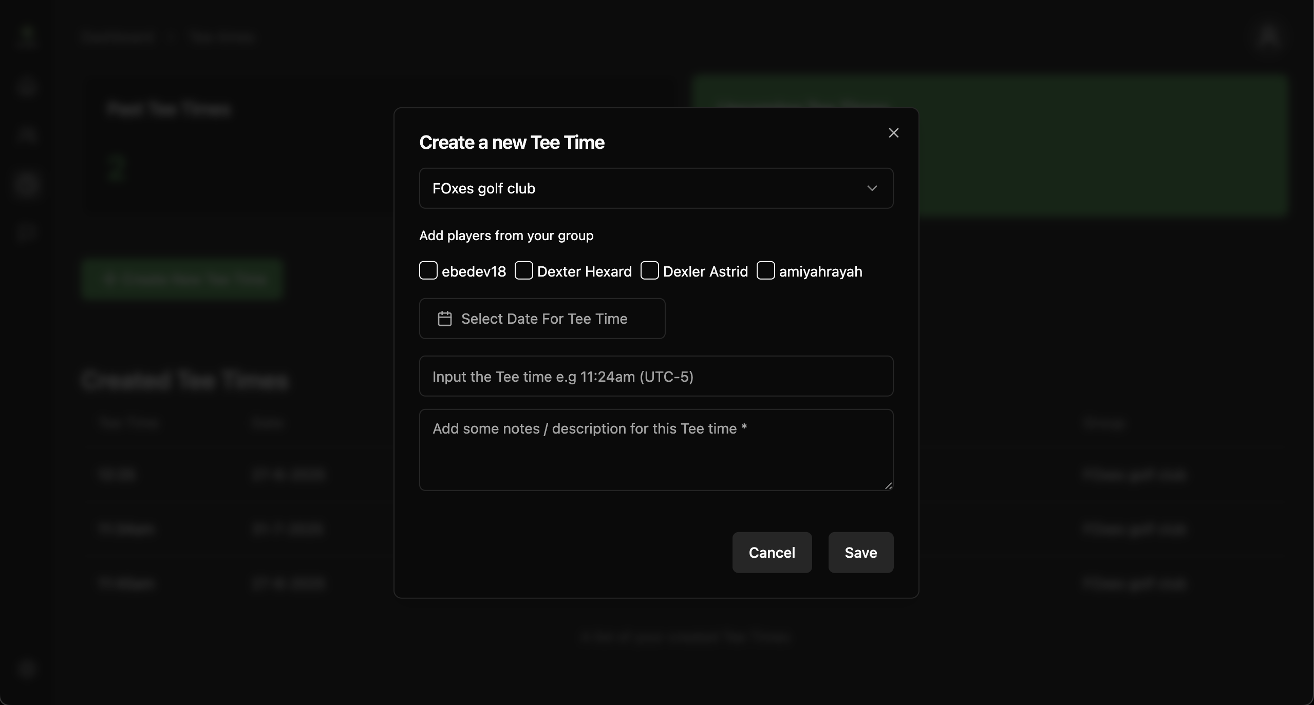 Glfzy - Golf Tee time management platform screenshot 1