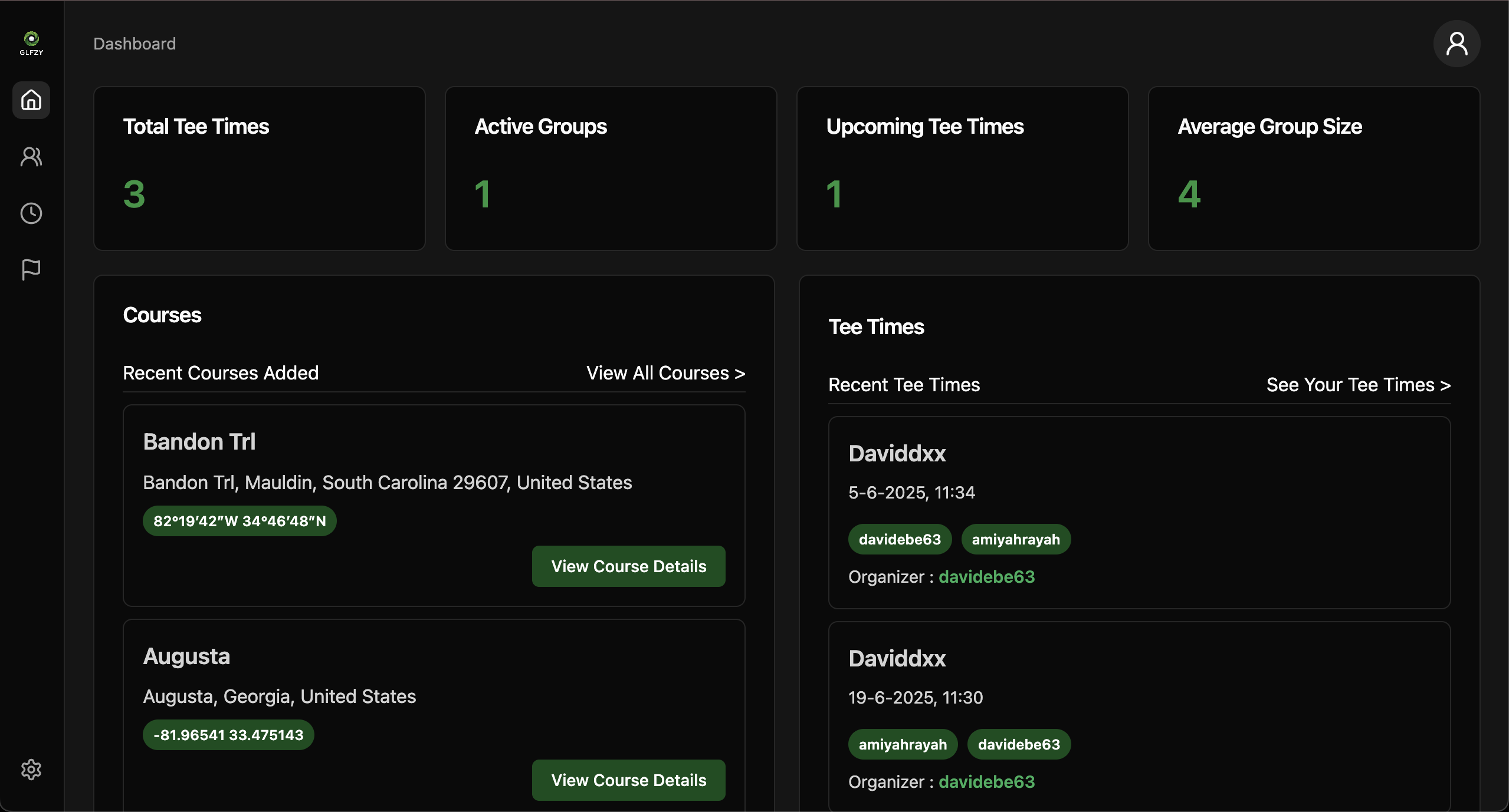 Glfzy - Golf Tee time management platform